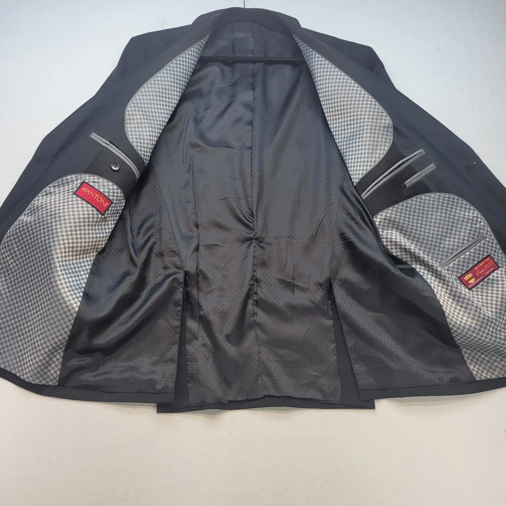 Mantoni Blazer Mens 44R Black Peak Lapel Super 140s Virgin Wool Formal